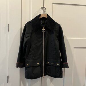 Barbour Allerston Waxed Coat Jacket Black US 4 / UK 8 Tartan Lining